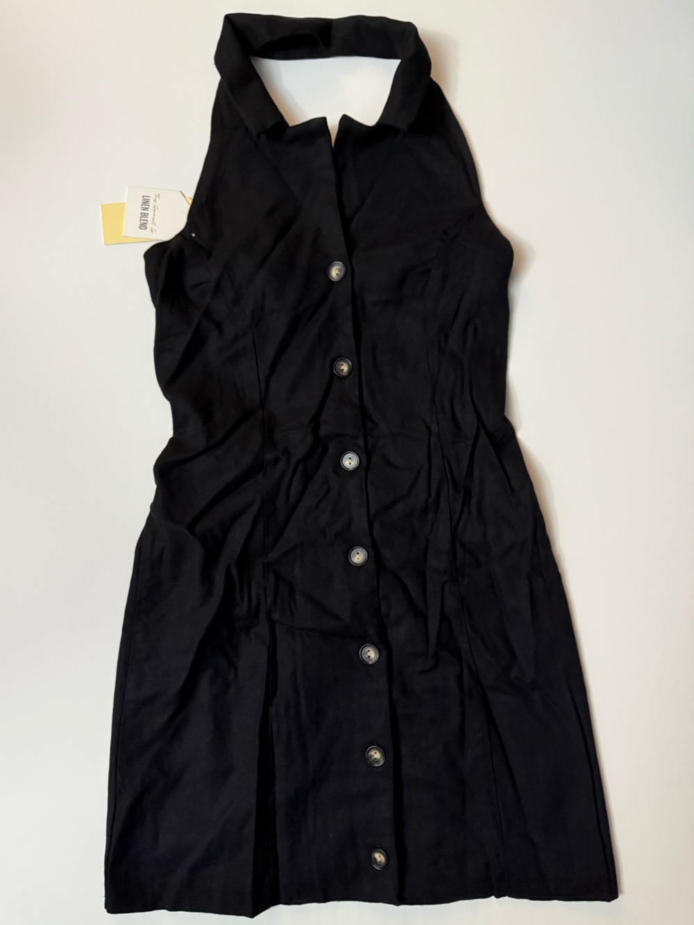 New, Women’s Black Button-Front Halter Dress